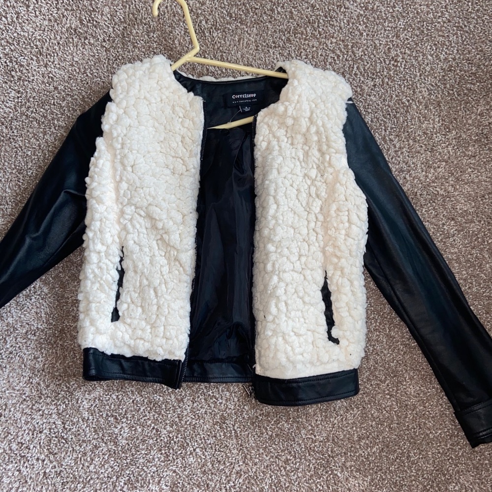Leather teddy jacket